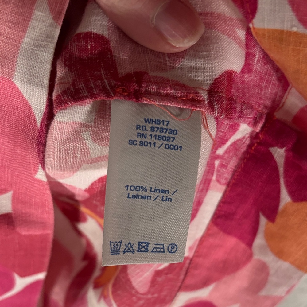 Boden Vibrant Pink and Orange Floral Dress 100% Linen - Picture 3 of 5